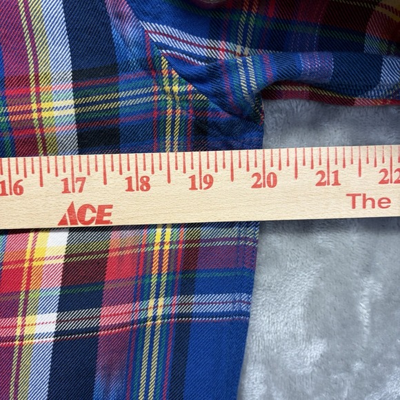Polo Ralph Lauren Boys Large 14-16 Flannel Plaid Button Front Shirt Preppy Blue - Picture 8 of 11